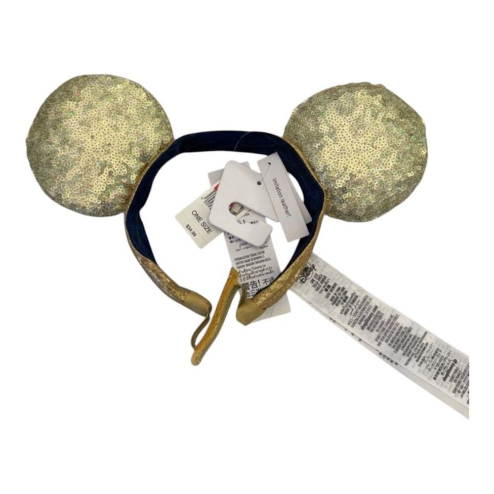 Disney Minnie Mouse Ears | Adaptable Fit Headband | Adult Park Gold Sparkle